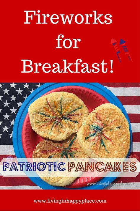 Holiday breakfast pancakes! Fireworks pancakes! Serve your kids a fun and festive red, white, and blue holiday breakfast for Memorial Day, Independence Day/4th of July, Labor Day, or any day. Easy to make pancake breakfast idea. #pancakes #breakfast #holiday #memorialday #indepenceday #4thofjuly #kidsbreakfastideas #breakfastideas #funkidsbreakfast #pancakeideas #kids #parenting #food #recipes Fun Kid Breakfast, Blue Pancake, Breakfast Pancakes Recipe, Healthy Breakfast For Kids, Halloween Breakfast, Kids Breakfast, Pancakes Breakfast, Pancake Breakfast, Holiday Breakfast