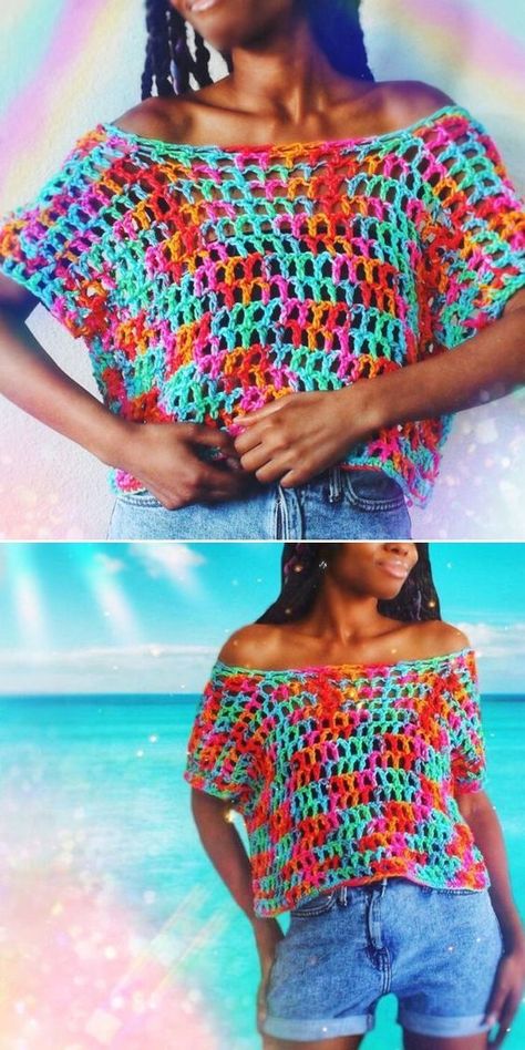 Crochet Plus Size Top, Quick Crochet Top, Summer Top Pattern, Crochet Tee, Crochet Wearables, Crochet Top Outfit, Fall Crochet Patterns, Crochet Ladies Tops, Crochet Tops Free Patterns