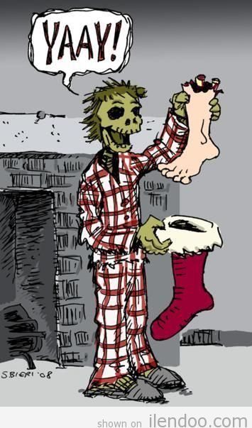 Zombie Christmas Christmas Zombie, Zombie Christmas, Feet Drawing, Walking Dead Zombies, Zombie Humor, Zombie Attack, Creepy Christmas, Dead Zombie, Holiday Humor