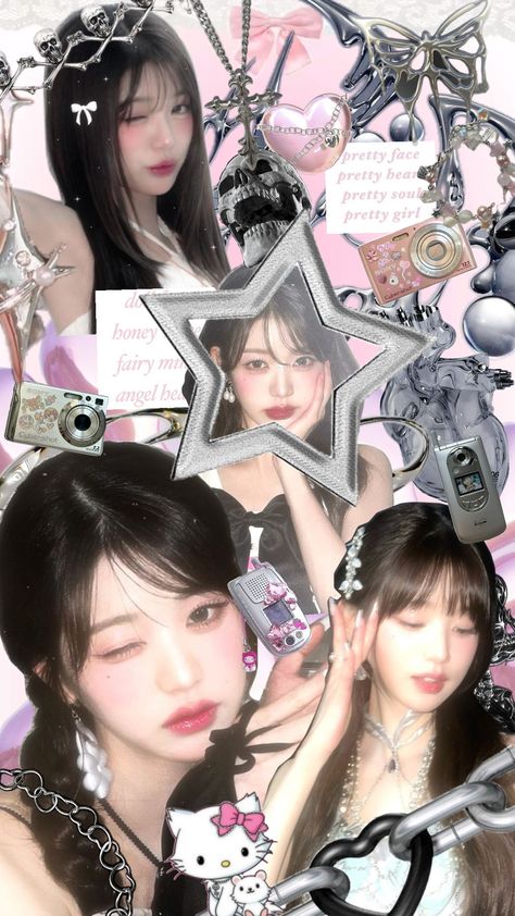 Wonyoung Collage Wallpaper, Ive Pink Wallpaper, Wallpaper Backgrounds Kpop, Wonyoung Collage, Pictures For Stickers, Ive Wonyoung Wallpaper, Cute Kpop Wallpaper, Ive Edit, Kpop Wallpaper Aesthetic