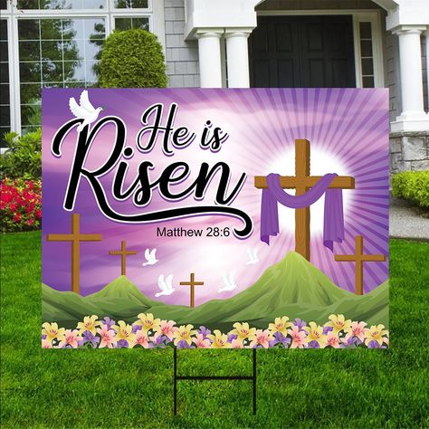 Excited to share the latest addition to my #etsy shop: Happy Easter He is Risen Yard Sign, Coroplast Jesus Easter Sign, Religious Easter Day Decorations, He is Risen Yard Sign with Metal H-Stake https://etsy.me/40h0xRF #yardsign #jesuseastersign #easteryardsign #easter Palm Sunday Quotes Jesus, Easter Day Decorations, Happy Easter He Is Risen, He Is Risen Sign, Jesus Easter, Quotes Jesus, Happy Easter Sign, Easter 2023, Resurrection Day