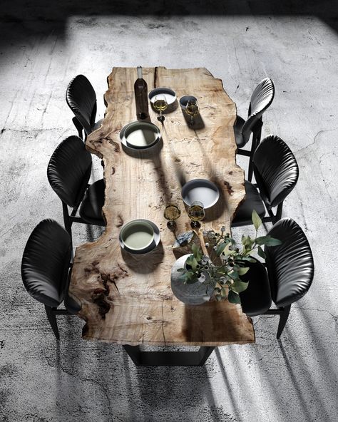 Wood Slab Dining Table, Wabi Sabi Interior, Cheese Wine, Industrial Dining, Slab Table, Rustic Dining Room, Apartment Decor Inspiration, Dining Room Inspiration, Dining Table Design