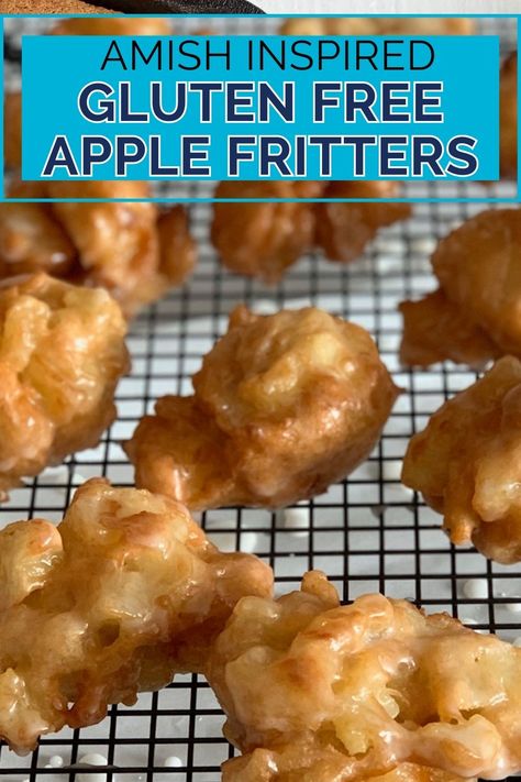 Gluten Free Apple Fritters (dairy free recipe too) - Eating Gluten and Dairy Free Gluten Free Fried Apples, Gf Apple Fritters Recipe, Gluten Free Dairy Free Apple Fritters, Gluten Free Apple Fritters, Apple Fritters Gluten Free, Fried Apple Fritters, Vegan Apple Fritters Air Fryer, Apple Fritter Bites, Cinnamon Sugar Apples