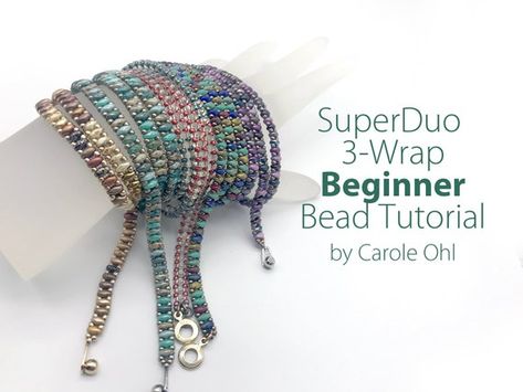 Beading Kits, Wrap Bracelet Tutorial, Superduo Beads, Wrap Armband, Super Duo Beads, Bead Weaving Tutorials, Duo Beads, Super Duo, Beaded Bracelets Tutorial