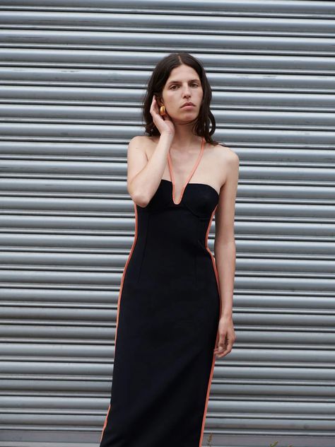 06 Nassia Dress | Black & Coral | Dresses – Paris Georgia Paris Georgia, Dress Paris, Georgia Dress, Resort 2023, Black Coral, Elevated Style, Suit Dress, 2023 Collection, Dress Sewing Patterns