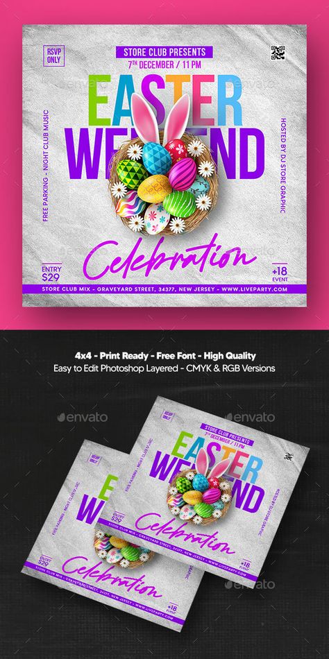 Easter Flyer Easter Flyer, Easter Flyers, Ice Shop, Marble Iphone Wallpaper, Easter Week, Food Flyer, Easter Buckets, Easter Food, Club Music