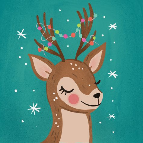 Reindeer Illustration Christmas, Cute Reindeer Illustration, Procreate Christmas Illustration, Cute Reindeer Drawing, Christmas Reindeer Drawing, Christmas Reindeer Illustration, Christmas Reindeer Art, Cute Christmas Art, Procreate Christmas