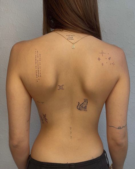 Minimalistic Back Tattoos For Women, Back Minimalist Tattoo, Minimalist Tattoo Back, Illustrative Back Tattoo, Back Tattoo Minimalist, Back Word Tattoo, Bottom Of Back Tattoo Women, Upper Back Fine Line Tattoo, Fineline Spine Tattoo Women