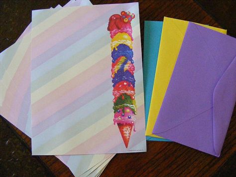 vintage Lisa Frank stationery 2000s Stationery, Lisa Frank Stationary, Desk Stuff, Vintage Stationary, Y2k Office, Ice Cream Cones, Lisa Frank, 90s Nostalgia, Ice Cream Cone