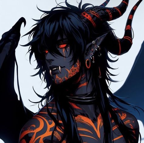 Demihuman Male, Demon Oc Art Male, Demon Male Character Design, Tiefling Oc Male, Demon Boy Art, Demon Boy Oc, Incubus Demon Male, Male Monster Oc, Male Demon Oc