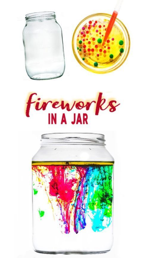 Fireworks In A Jar, Fireworks Craft, Science For Toddlers, Experiment For Kids, Science Fair Project, Science Week, Kid Science, Science Experiments For Preschoolers, Science Crafts