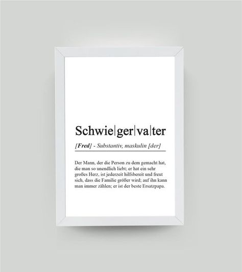 » We have more definition posters for you. Check it out in our shop! «When placing an order, you will receive:1x our personalized picture "Definition FATHER-IN-LAW" printed in portrait format on special paper (matt, 250 g/m²), in the size you have chosen, depending on the selection with or without picture frame. For a better impression, please have a look at the product pictures.In this picture, the following can be personalized:✓ The name of the father-in-law, which is under the term "father-in Mother In Law Birthday, Surrogate Mother, Father Christmas Gifts, Gift Wrapping Inspiration, Moving Gifts, Mother Christmas Gifts, Father In Law, Birthday Thank You, Mother In Law