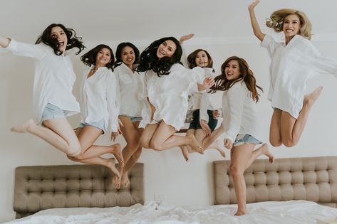 #entourage #bridesmaids #bridetribe #white #photoshoot #longsleeves #friends #fashion #ootd Entourage Pre Wedding Pictorial, Bridesmaids Preparation Photos, Wedding Entourage Photoshoot, Bridesmaid Pictorial Before Wedding, Wedding Preparation Photos Bridesmaids, Bridesmaid Preparation Outfit Ideas, Bridesmaids Prep Outfits, Entourage Photoshoot Ideas, Bride Squad Photoshoot