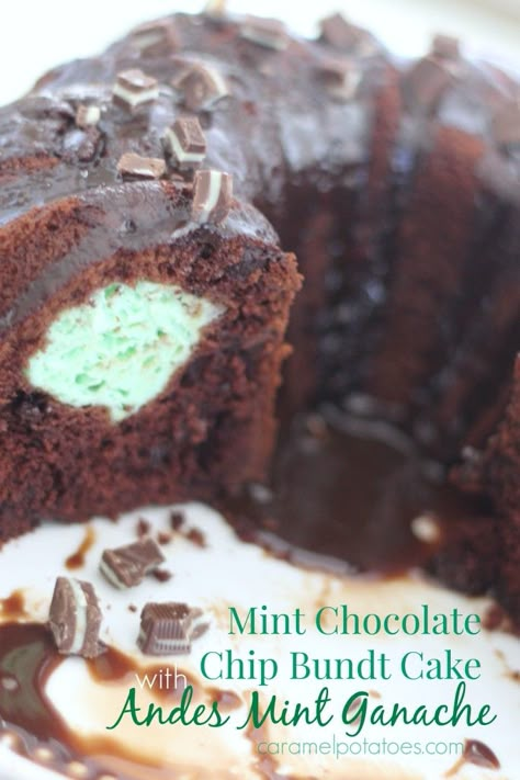 Best Chocolate Ganache, Mint Ganache, Chocolate Chip Bundt, Chocolate Chip Bundt Cake, Andes Mints, Mint Desserts, Mint Cake, Chocolate Ganache Cake, Andes Mint