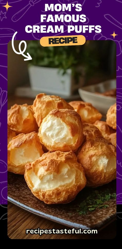 These delicious cream puffs are a family favorite! Made with a buttery dough and filled with a rich, creamy filling, they’re perfect for any occasion. #CreamPuffs #Baking #Dessert #FamilyRecipe #DeliciousTreats #Homemade #PuffPastry Easy Cream Puffs, Cream Puffs Recipe Easy, Cream Puffs Easy, Cream Puffs Recipe, Healthy Dessert Options, Cream Puff Recipe, Creamy Pudding, Delicious Cream, Cream Puff