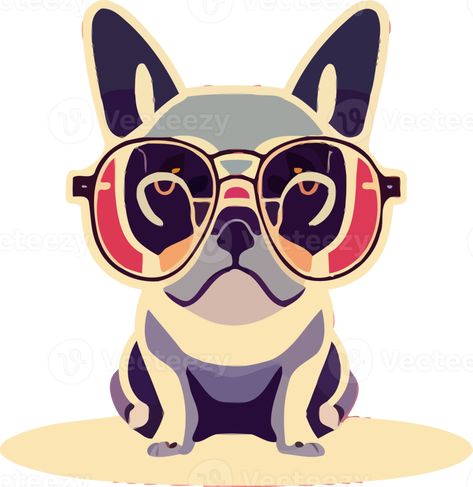 gráfico ilustrativo de bulldog francés con gafas de sol aislado bueno para logotipo, icono, mascota, imprimir o personalizar su diseño Bulldog