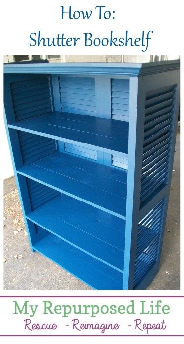 How to make a bookcase out of four repurposed shutters. #MyRepurposedLife #repurposedfurniture #diy #project #shutters Old Window Shutters, Shutter Projects, Old Shutters, Window Shutters, Redo Furniture, Book Shelf, Repurposed Furniture, Furniture Projects, Furniture Makeover