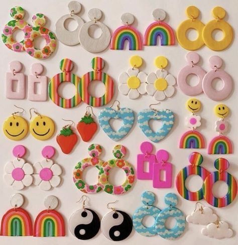 80s Blush, Lesbian Earrings, 80s Accessories, Crazy Earrings, Crea Fimo, Quirky Earrings, Polymer Clay Jewelry Diy, Kawaii Jewelry, Funky Earrings