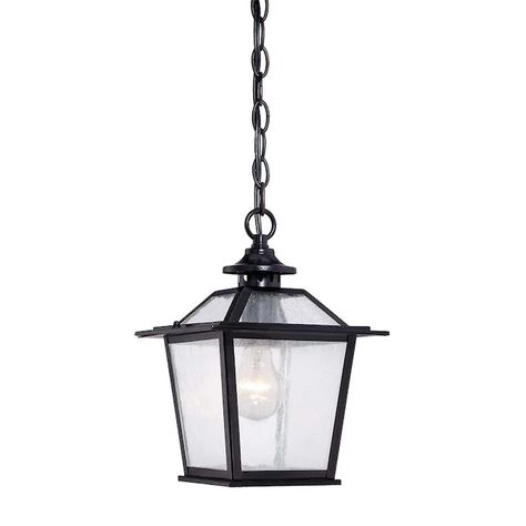 Acclaim Lighting Salem Matte Black Modern/Contemporary Seeded Glass Lantern Pendant Light in the Pendant Lighting department at Lowes.com Unique Terrarium, Acclaim Lighting, Glass Panes, Lantern Pendant Lighting, Black Light Fixture, Outdoor Hanging Lanterns, Outdoor Pendant Lighting, Hanging Ceiling Lights, Glass Lantern