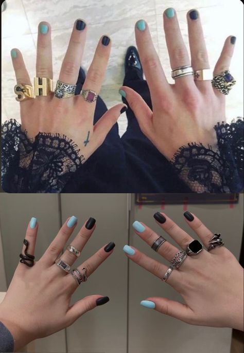 Black Colour Nails, Harry Styles Nail Inspo Acrylic, Black And Colour Nails, Harry Styles Nails Acrylic, Harry Style Nail, Harry Style Nail Ideas, Harry Styles Inspired Nails Acrylic, Acrylic Nails Harry Styles, Harry Nails Inspired