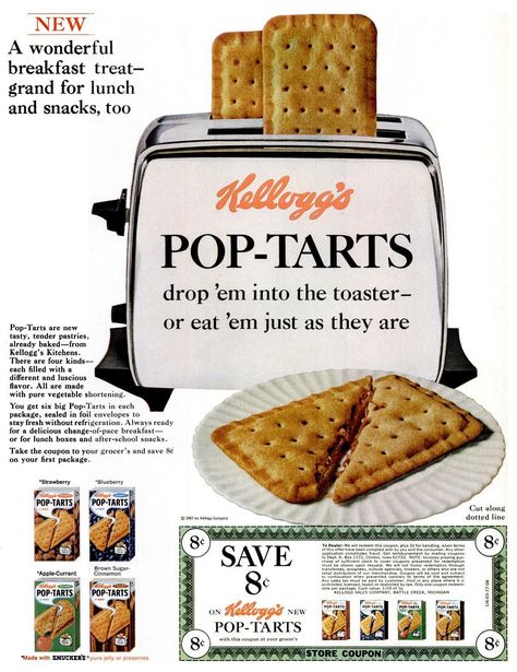 Vintage Grocery, Copywriting Ads, Pop Tart, Toasters, Old Advertisements, Retro Advertising, Food Ads, Retro Ads, Retro Recipes