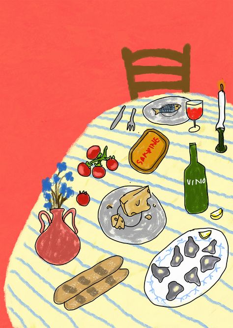 Dinner Table Art, Dinner Table poster, dinner table print, dinner table illustration Dinner Party Illustration Art, Dinner Illustration Table, Food Illustration Design Graphics Poster, Wine And Bread Drawing, Thanksgiving Table Illustration, Table Cloth Drawing, Dinner Table Tattoo, Dinner Table Drawing, Dinner Table Illustration