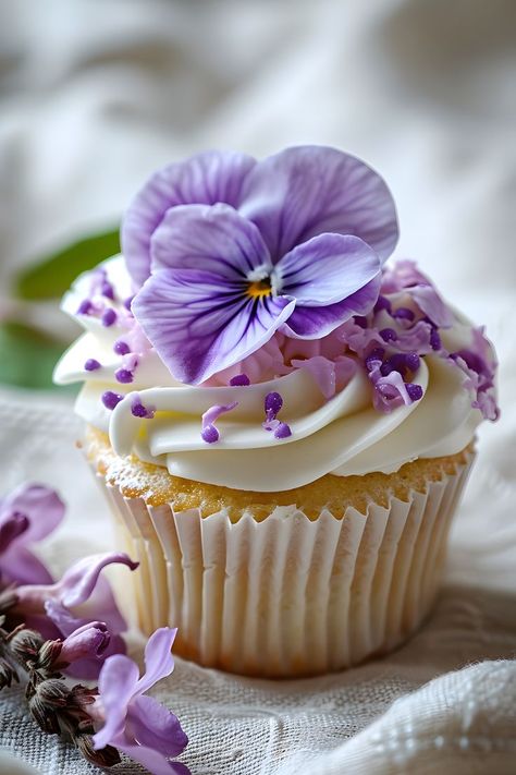 Wildflower Cake, Flower Cupcake, Baking Projects, Flower Cakes, Floral Cupcakes, Violet Flower, A Rock, Taste Buds, Cake Designs