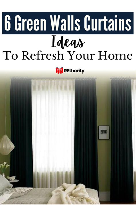 Is your home beginning to look drab and outdated? If you're ready for a refresh, look no further than these six green walls curtain ideas. With tasteful, modern designs, these curtains will provide the perfect backdrop to the decor of your living spaces. From bold patterns to subtle shades, you'll find the perfect curtains to give your home the vibrant update it needs. Green Wall With Curtains, Green Walls Curtain Ideas, Green Wall Curtains, Curtains For Green Walls Living Room, Green Wall Curtain Ideas, Grey Green Bedrooms, Green Curtains Bedroom, Upgrade Kitchen, Perfect Curtains