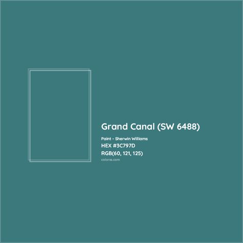 Sherwin Williams Grand Canal (SW 6488) Paint color codes, similar paints and colors Canal Street Sherwin Williams, Sw Grand Canal Paint, Sherwin Williams Grand Canal Paint, Grand Canal Sherwin Williams, Analogous Color Scheme, Paint Color Codes, Rgb Color Codes, Hexadecimal Color, Choosing Paint Colours