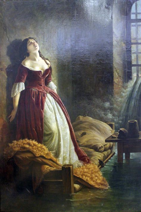 Russian Painter: Konstantin Flavitsky, (1830-1866) 'Princess Tarakanova', 1862 Oil on Canvas Victorian Paintings, Rennaissance Art, Water Nature, Historical Painting, Baroque Art, Classic Paintings, Historical Art, Victorian Art, Old Paintings