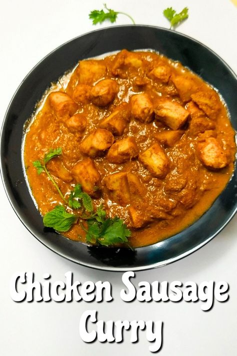 This recipe is again an easy and delicious to make and eat. Chicken sausage or Pork Sausage can be used to make a perfect comforting chicken curry. Sausage Curry Recipes, East Indian Food, Potato Sausage, Curried Sausages, Potato Curry, Pork Sausage, Chicken Sausage, Chicken Curry, Curry Chicken