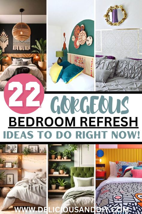 Try out these stunning and easy 22 Bedroom Refresh Ideas on a Budget the next time you want to reorganise your home. Not only are these Ideas easy to do but make such a stunning impact without breaking the bank. These simple Ideas to add Greenery, Floating Shelves, Art etc can make a huge difference. Floating Shelves Art, Update Bedroom, Green Painted Walls, Bedroom On A Budget, Fun Diy Craft Projects, Weekend Crafts, Diy Projects To Sell, Gorgeous Bedrooms, Classy Decor