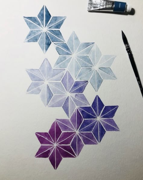 Watercolor Art Geometric, Watercolor Geometric Art, Geometric Pattern Painting, Watercolor Geometric Pattern, Geometric Watercolor Painting, Geometric Doodles, Watercolour Geometric, Islamic Geometric Art, Geometric Patterns Drawing