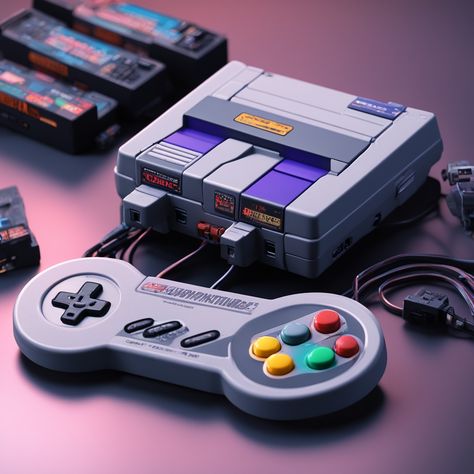 Super Nintendo Mini Render SNES with Turbo Controller #FutureAI Nes Controller, Retro Tech, Retro Games, Classic Video Games, Super Nintendo, Video Game Console, Retro Gaming, Video Game, Nintendo