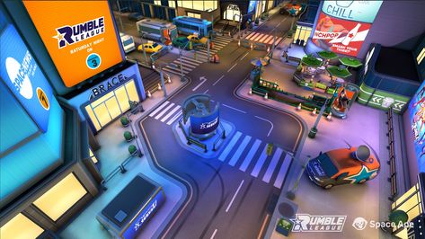 ArtStation - Rumble League - City Environment, Space Ape Games Art Deco City, City Environment, Usa Street, Game Arena, Sci Fi Architecture, Environment Painting, City Games, Game Environment, Pixel Art Games