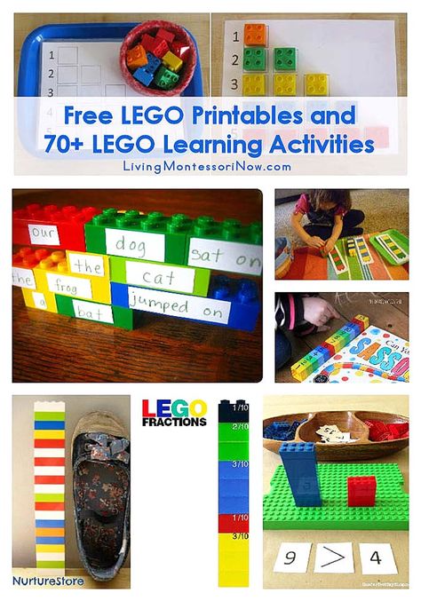 Roundup with LOTS of amazing LEGO learning activities and free LEGO printables found online; perfect for hands-on learning for classroom or home - Living Montessori Now #LEGO #LEGOlearning #LEGOactivities #homeschool #preschool #kindergarten Lego Learning Activities, Lego Learning, Homeschooling Kindergarten, Lego Printables, Preschool Skills, Learning Kindergarten, Lego Math, Lego Education, Stay Busy