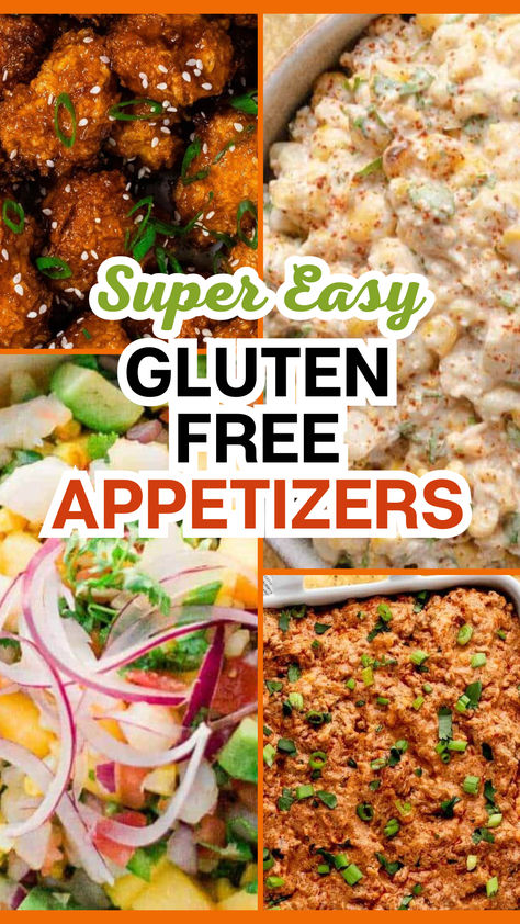 Hosting a party and need gluten free appetizers that everyone will love? This collection of easy gluten-free finger foods is perfect for any gathering, whether you're serving kids or adults. These quick-to-prepare recipes are packed with flavor, making them ideal for your next party. Impress your guests with these simple yet delicious gluten-free appetizers that make entertaining a breeze. Easy Freezable Appetizers, Gluten Free Orderves Parties, Gluten Free Chicken Appetizers, Allergen Friendly Party Food, Alpha Gal Appetizers, Gluten Free Game Day Appetizers, Quick Gluten Free Appetizers, Gluten Free Lactose Free Appetizers, Football Food Gluten Free