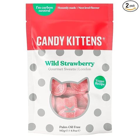 CANDY KITTENS New Flavor Vegan Gummy Candy 4.4oz (Wild Strawberry, 2 Pack) Strawberry Sweets, Gourmet Sweets, Vegetarian Sweets, Strawberry Candy, Strawberry Juice, Wild Strawberry, Sweet Lover, Chewy Candy, Sweet Bags