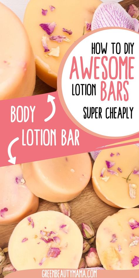 Homemade lotion bars Non Greasy Lotion, Solid Lotion Bar Recipe, Easy Diy Lotion, Diy Lotion Bars, Diy Lotion Recipe, Lotion Bar Recipe, Homemade Lotion Recipe, Cocoa Butter Lotion, Easy Diy Beauty Products