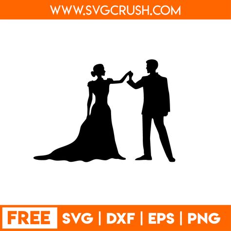 Silhouette Cameo Wedding Projects, Bride And Groom Silhouette Svg Free, Wedding Svg Free, Free Wedding Svg Files For Cricut, Wedding Svg Files Free, Wedding Craft Ideas, Free Cricut Images, Cricket Maker, Silhouette Cameo Free