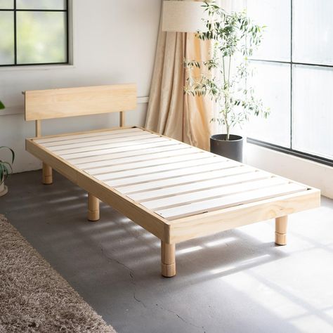 PRICES MAY VARY. [DIMENSIONS & MATERIALS] Japanese Twin Size: 38.19x78.74in (97x200cm), Height (adjustable): 3.54in (9cm), 4.72in (12cm), 10.24in (26cm), 12.60in (32cm), Max weight: 440lb (200kg), Material: Natural Solid Wood (Frame - Pine / Slats - Paulownia), Lacquer painted [NO BOX SPRING NEEDED] Pine wood slats placed with air passages help your mattress breathe and release moisture during night sleep. Rests your latex, memory foam, or spring mattress directly, especially perfect sized for a Adjustable Bed Frames, Natural Wood Bed, Japanese Futon Mattress, Floor Bed Frame, Kids Bed Frames, Pine Beds, Japanese Futon, Bed With Headboard, Tatami Mat