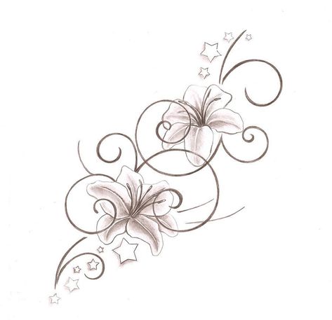 Lilie Tattoo Vorlage - lily Tattoo stencil Drawing Of Flowers, Tatoo 3d, Lillies Tattoo, Lily Tattoo Design, Tato Henna, Tattoo Templates, Lily Tattoo, Foot Tattoo, Flower Tattoo Designs