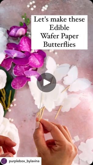 Wafer Paper Butterflies Tutorials, Wafer Paper Tutorial, Wafer Paper Butterflies, Butterfly Tutorial, Paper Butterfly, Cake Videos, Wafer Paper, Baking Tips, Butterflies