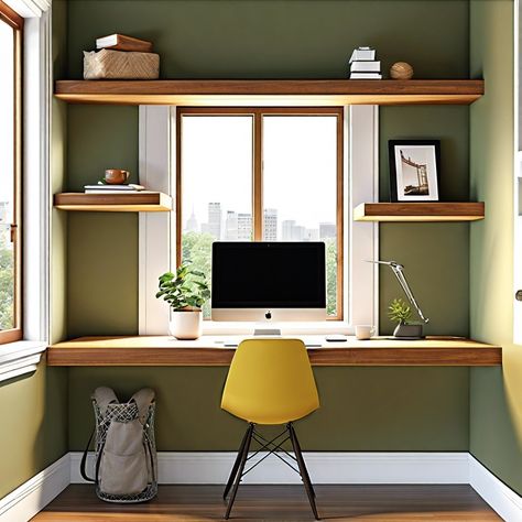 15 Window Desk Ideas to Enhance Your Workspace Small Bay Window Desk, Small Desk Under Window, Window Frame Desk, Window Study Table Ideas, Desk With Window Behind, Desk Window Ideas, Desk In Kitchen Ideas, Window Desk Ideas, Desk Under Window