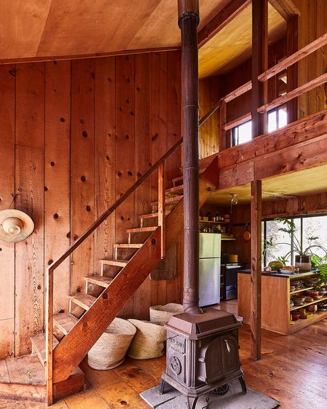 A Tour of Designer Eliza Gran's Hudson Valley Cabin | domino Billy Library, Log Cabins Interiors, Ikea Built In, Cabin Living Room, Summer Cabin, Storage Solutions Bedroom, Custom Millwork, Ikea Living Room, Shaker Doors