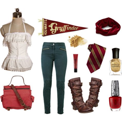 "Gryffindor Girl" harry potter house inspired fashion Gryffindor Clothes, Gryffindor Inspired Outfits, Gryffindor Outfits, Gryffindor Dress, Cosplay Diys, Harry Potter Houses Outfits, Gryffindor Outfit, Gryffindor Quidditch, Harry Potter Dress