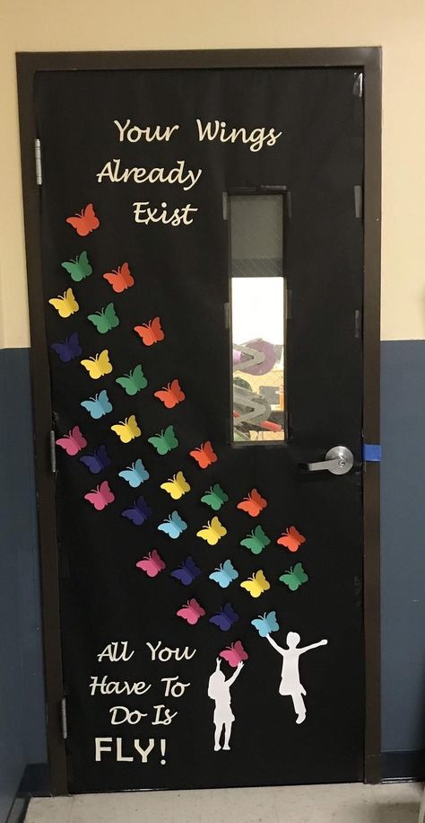 35+ Excellent Diy Classroom Decoration Ideas & Themes To Inspire You Class 2 Decoration Ideas, Inclusion Door Decoration, English Door Decoration, Door School Decoration Ideas, Graduation Door Decorations Classroom, Glass Door Decoration For School, Graduation Classroom Door, Butterfly Door Decorations Classroom, Middle School Door Decorating Ideas