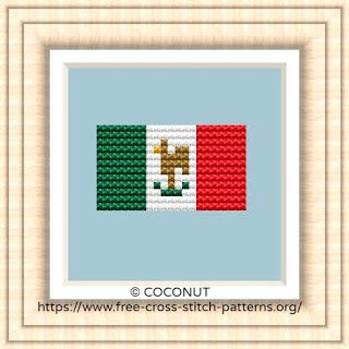 FREE PATTERN! NATIONAL FLAG OF MEXICO Cross Stitch Pattern for Instant Download Mexico Flag Perler Beads, Mexico Flag Pixel Art, Mexican Plastic Canvas, Lady Of The Flag Cross Stitch Pattern, Flag Cross Stitch, Mexico Flag, Mexican Flags, Cross Stitch Tutorial, Easy Cross Stitch Patterns