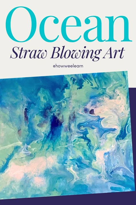 Straw Blowing Art Project for an Ocean Unit Study! - How Wee Learn Ocean Painting Preschool, Preschool Ocean Process Art, Ocean Ideas For Toddlers, Fish Process Art, Ocean Art Kindergarten, Homeschool Ocean Unit Study, Water Art Projects For Kids, Ocean Theme Crafts For Kids, Ocean Study Preschool