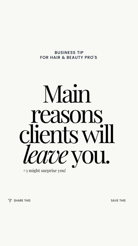 Unlocking client loyalty doesn't have to be a complex puzzle—it's actually quite straightforward. Barring a client moving out of the city, there are only a few key reasons they might consider leaving. By excelling in these areas, you can confidently ensure their unwavering loyalty. Take a moment to save this post as a valuable reminder. When faced with challenging client interactions, reinvigorate your energy and focus on these crucial aspects. Loyal Clients Quotes, Find Clients, Straight Forward, Build Trust, Moving Out, Beauty Business, Business Growth, How To Find, Business Tips